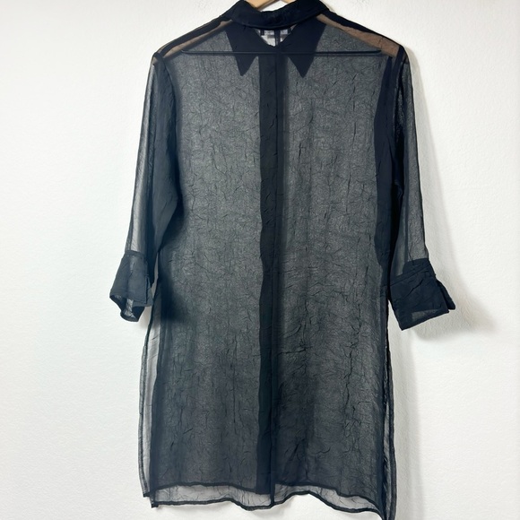 MADEWELL BLACK SHEER SEE THROUGH BLACK WOMEN BUTTON BLOUSE NO SIZE - Picture 3 of 7